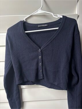 Brandy Melville Navy V-Neck Cropped Cardigan